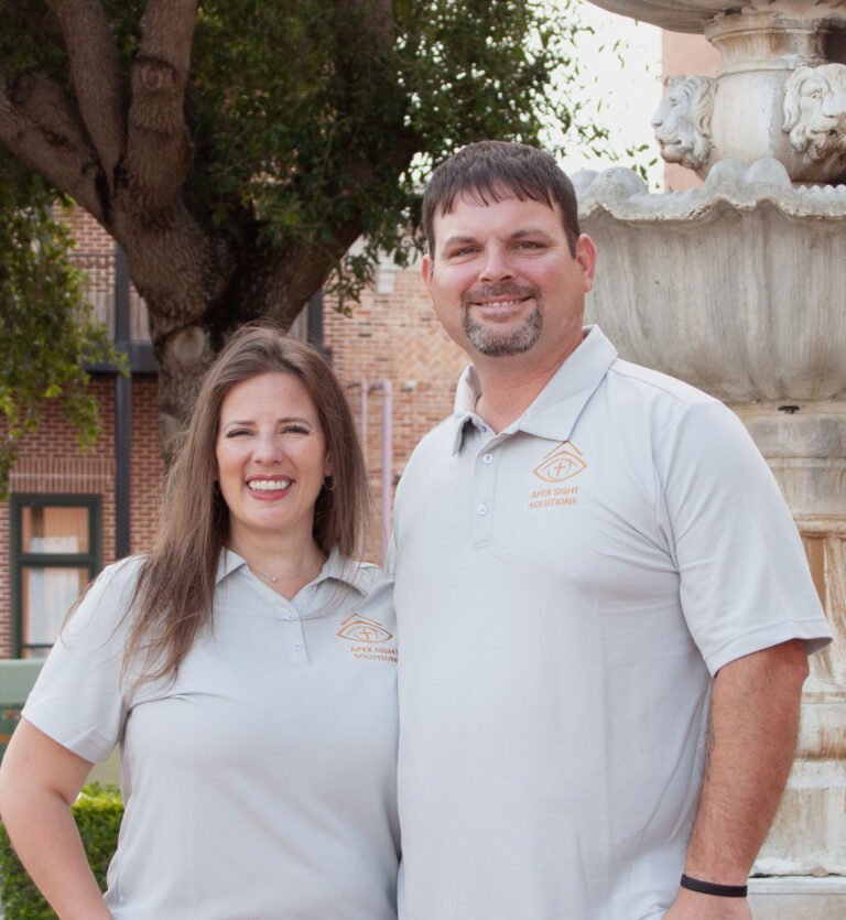 Rob & Amanda co founders for apex sights soltutions, smiling for camera